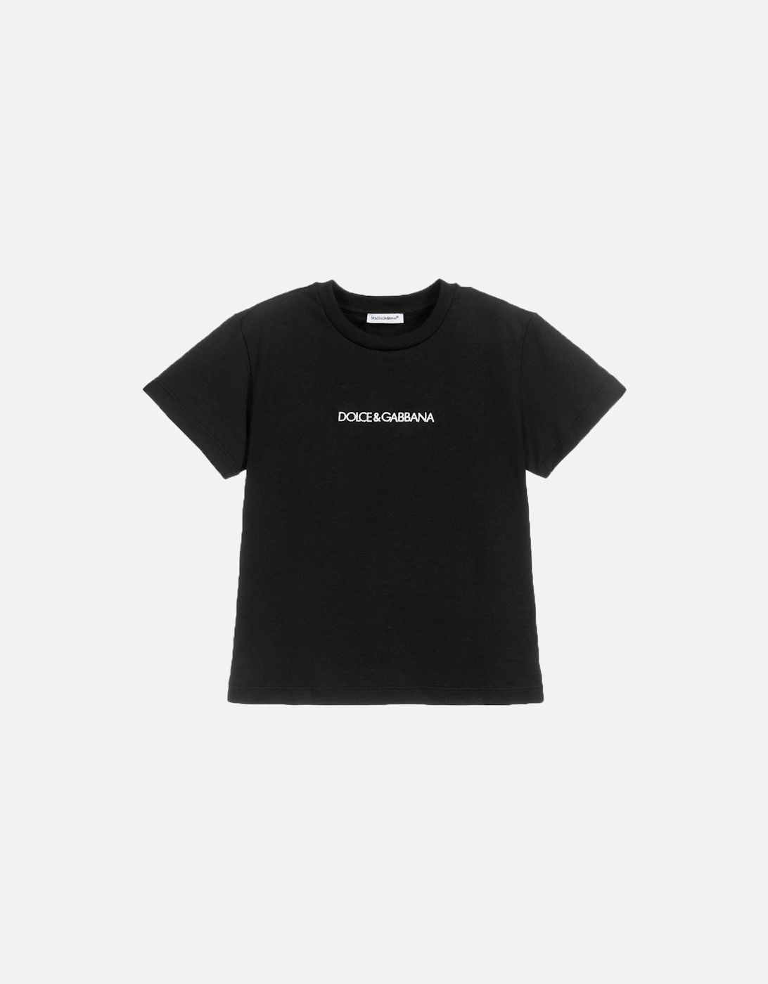 Unisex Kids Cotton Logo T-Shirt Black, 3 of 2