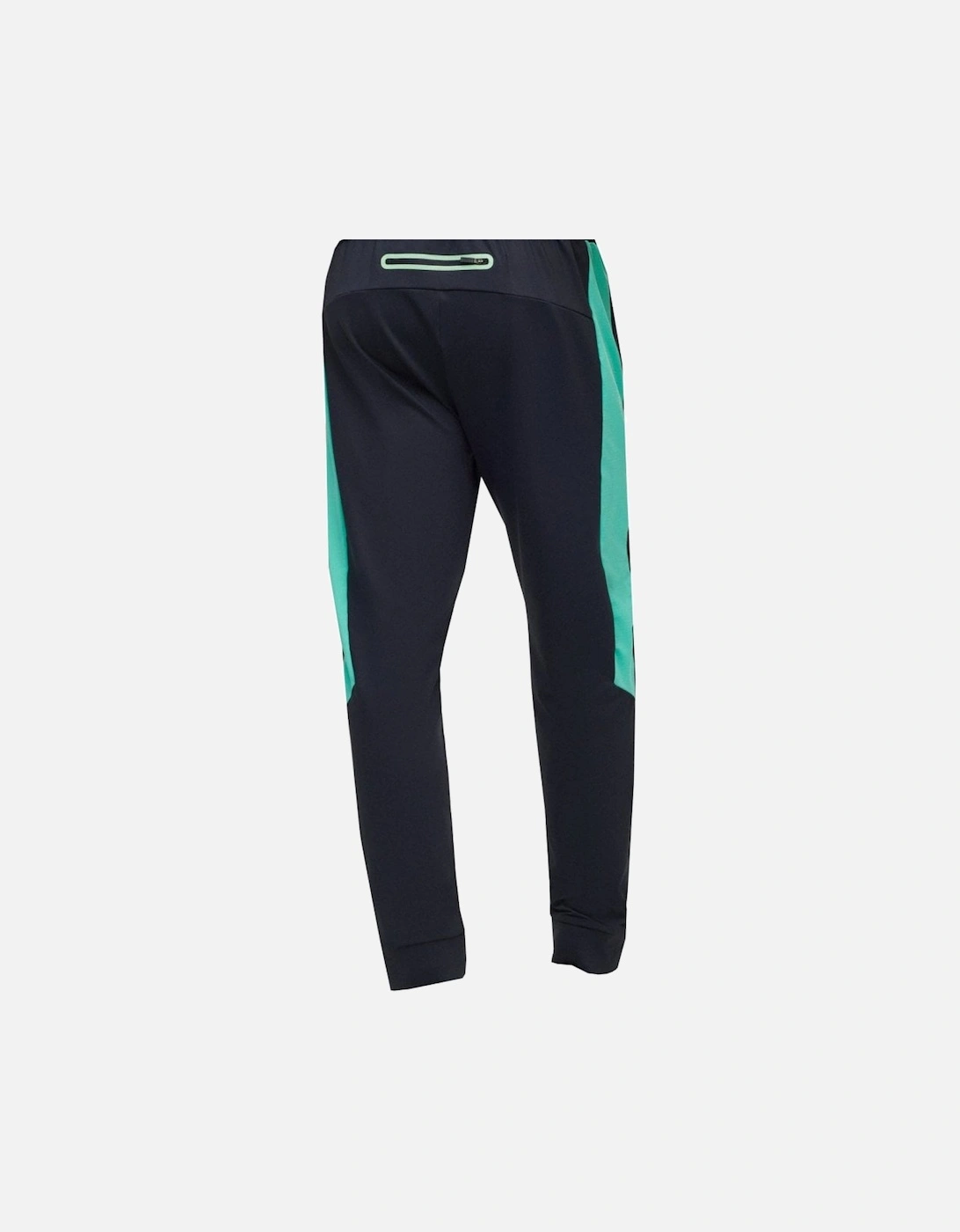 Men's Dark Blue Hicon Tracksuit Pants With Green mesh inserts.