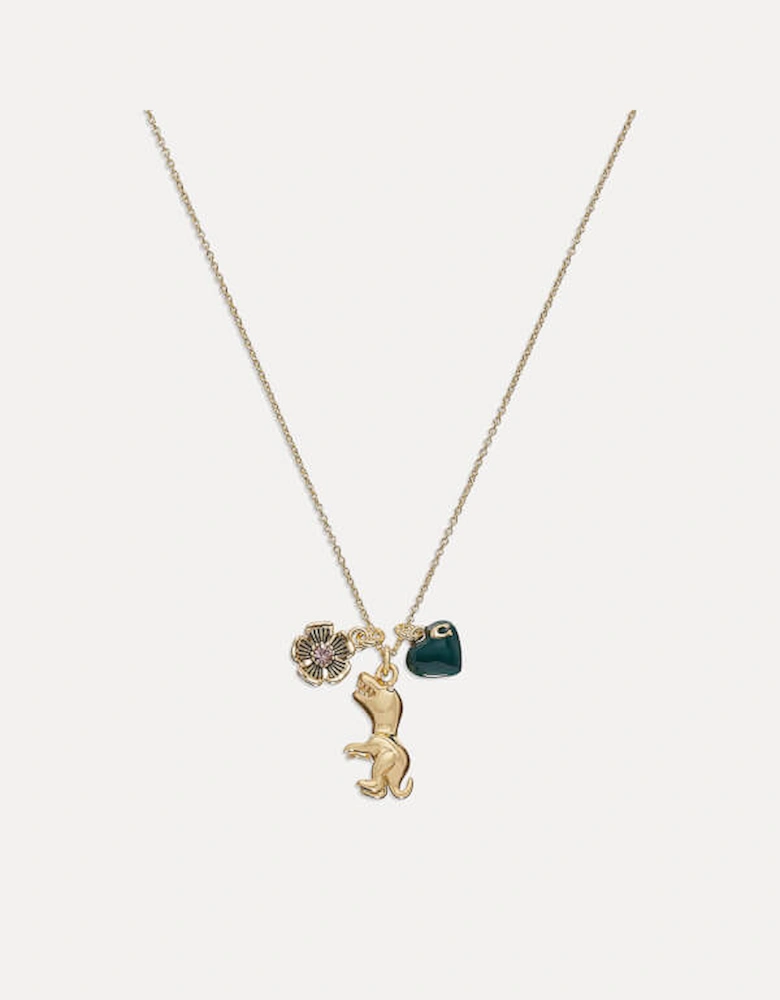 Women's Rexy Heart Charm Pendant Necklace - Gold/Green