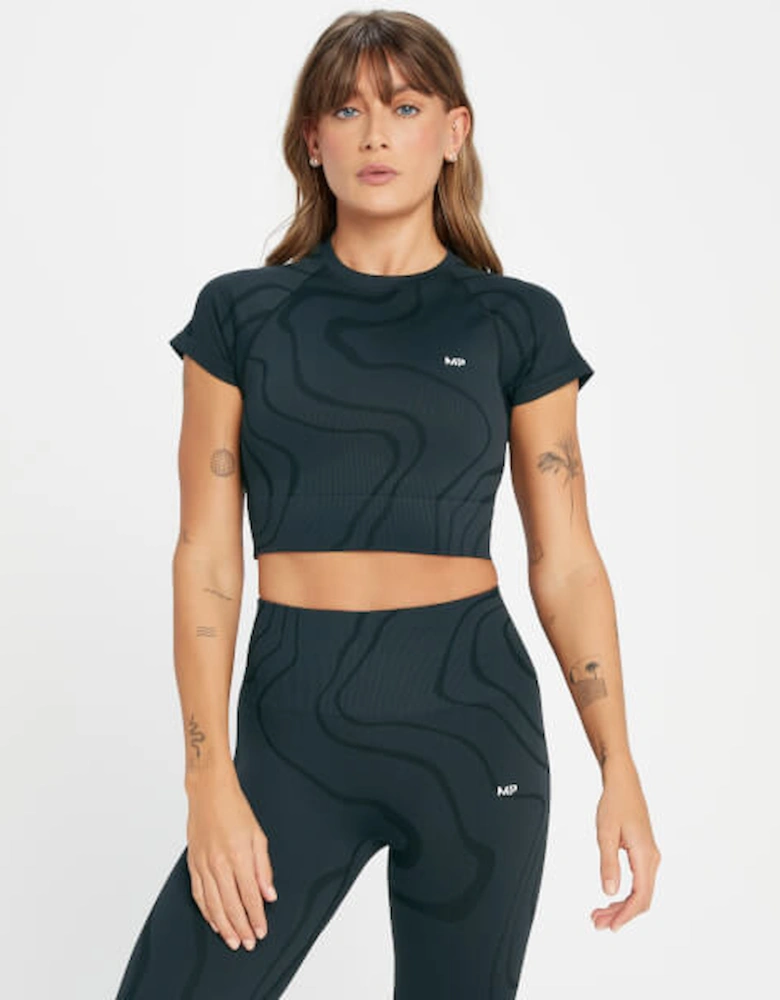 Women's Tempo Wave Seamless Crop Top - Black