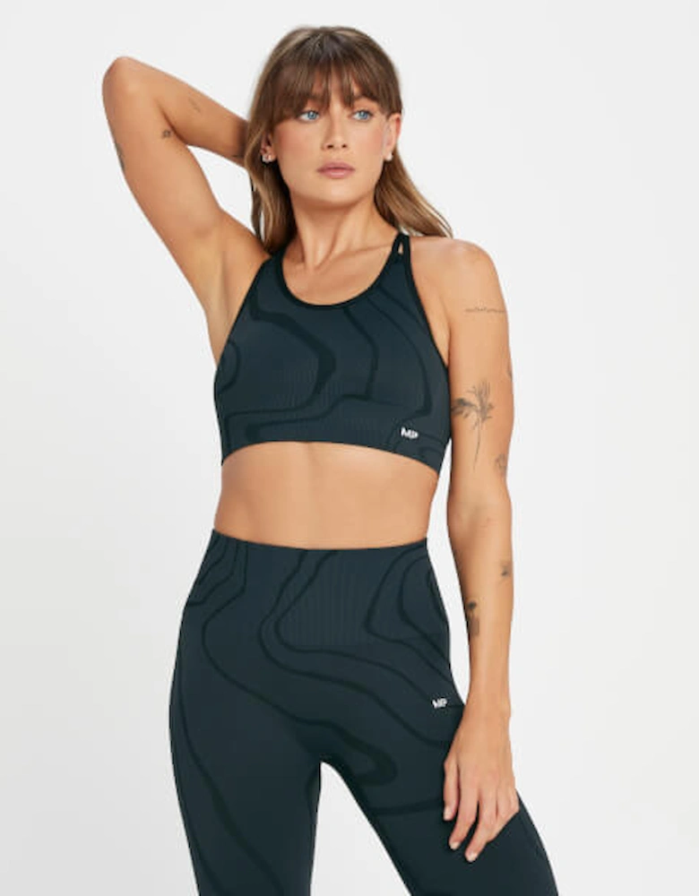 Women's Tempo Wave Seamless Sports Bra - Black