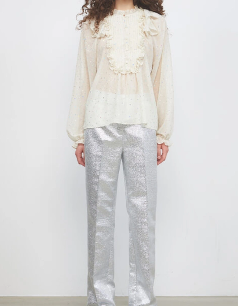 Aise Sequin-Embellished Chiffon Blouse