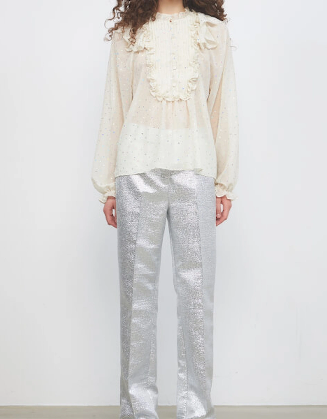 Aise Sequin-Embellished Chiffon Blouse, 2 of 1