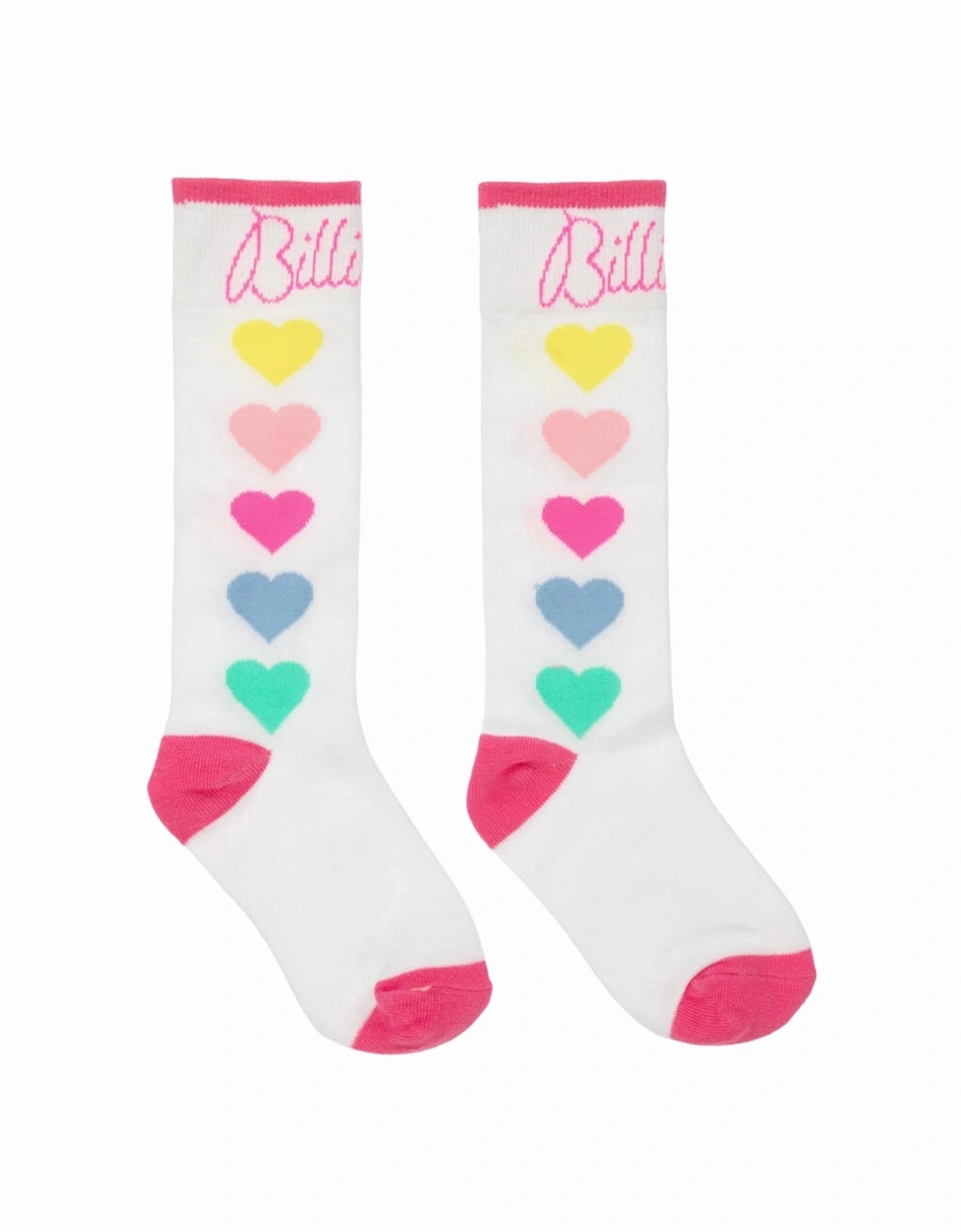 White Multicoloured Heart Knee Socks, 3 of 2