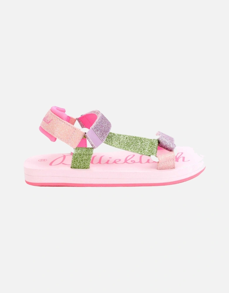 Pink Glitter Strappy Sandals