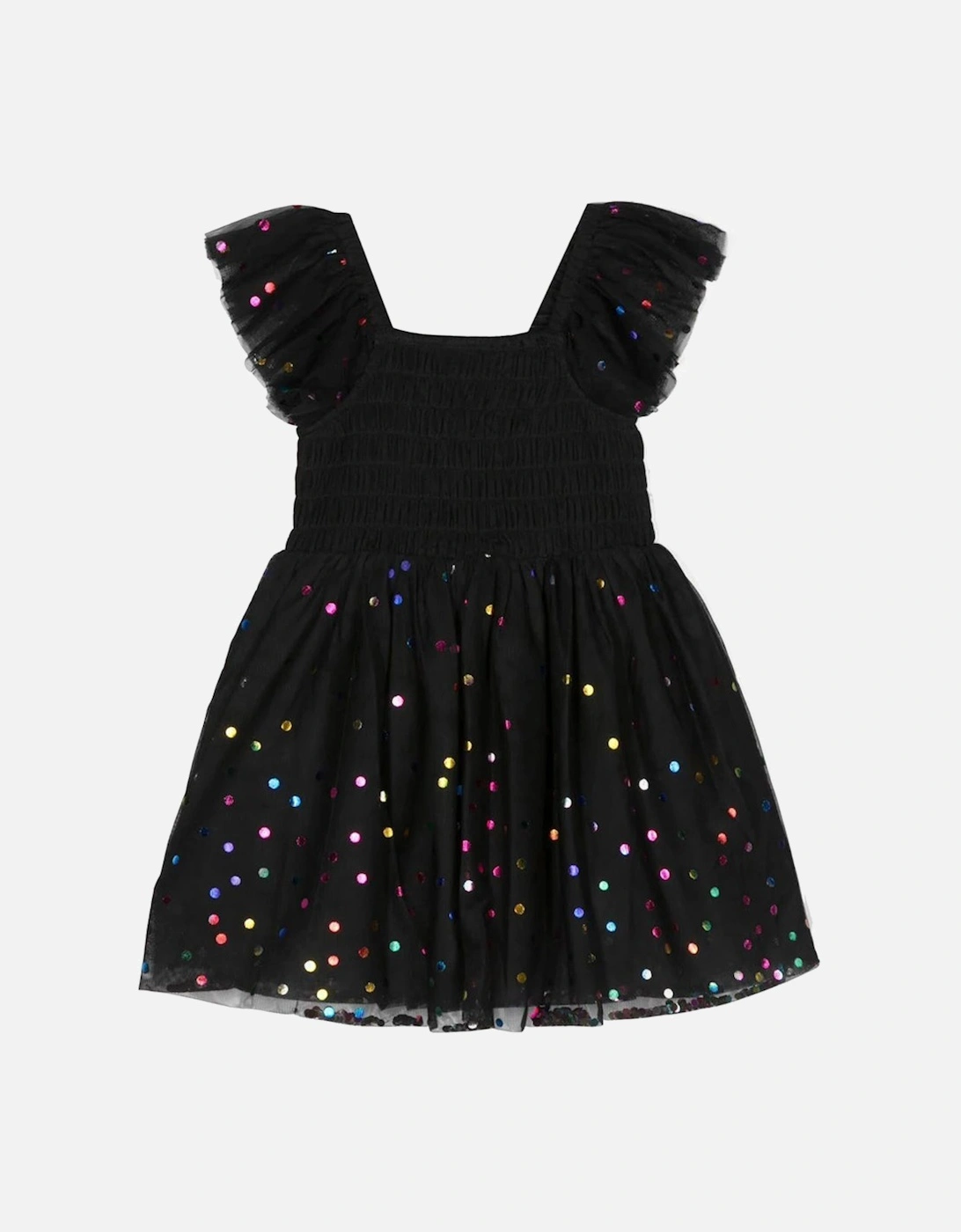 Girls Woven Dotted Dress Black, 4 of 3