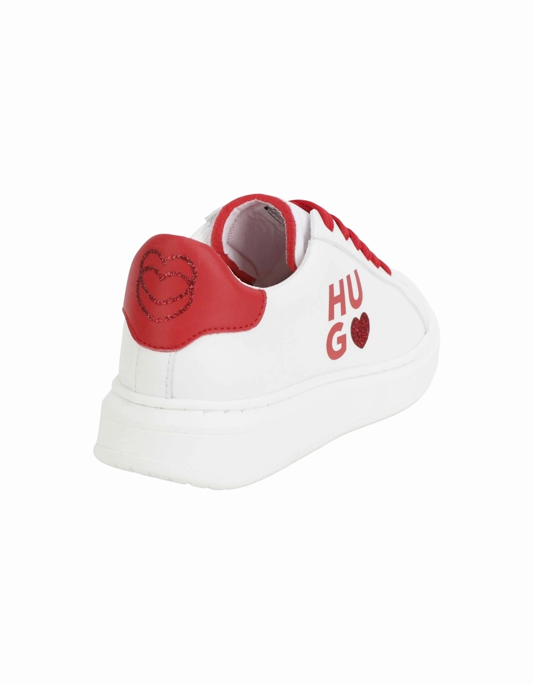 White and Red Logo Heart Trainers