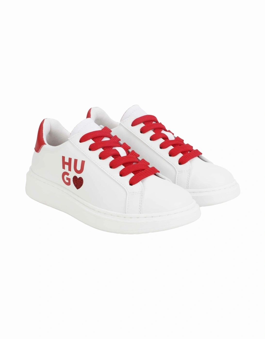 White and Red Logo Heart Trainers, 7 of 6