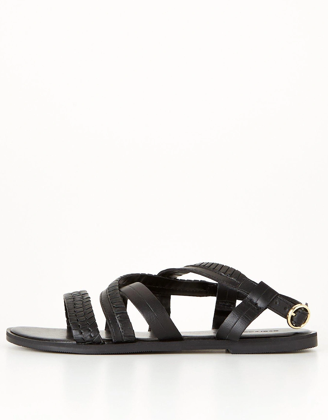 Wide Fit Leather Strappy Sandal - Black, 3 of 2
