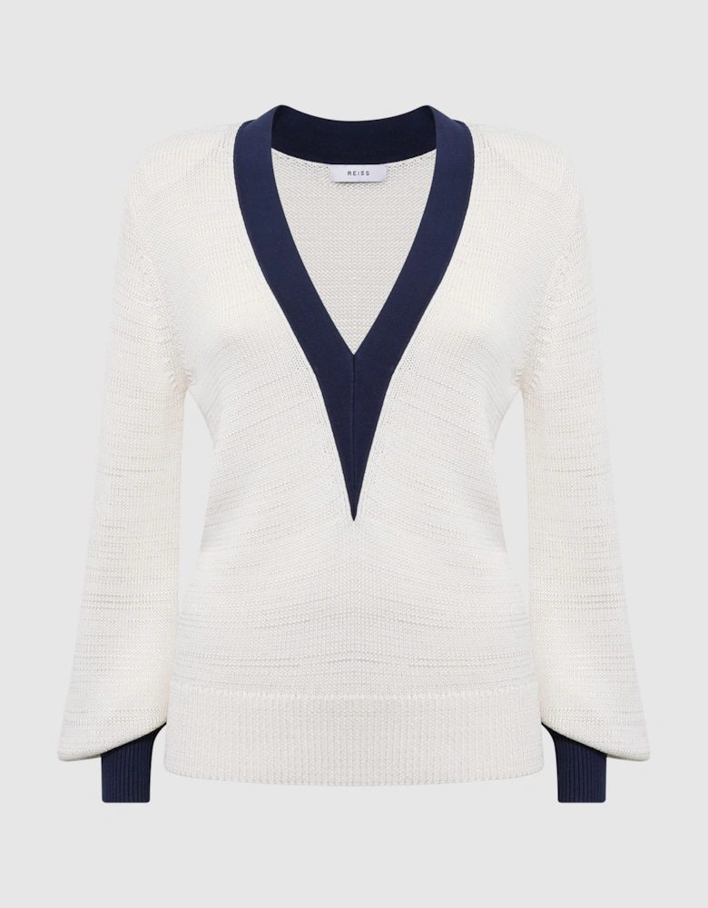 Contrast Trim Knitted Jumper