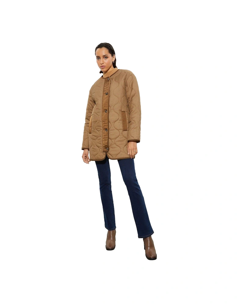 Womens/Ladies Collarless Tall Padded Jacket
