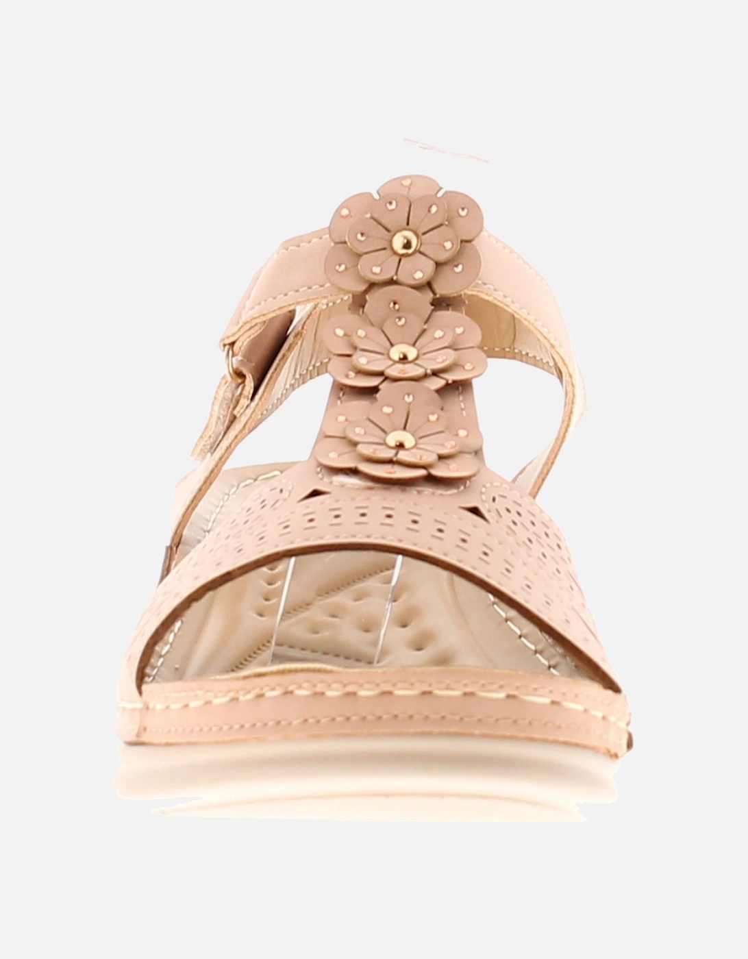 Womens Flat Sandals Daisy Touch Fastening nude pink UK Size