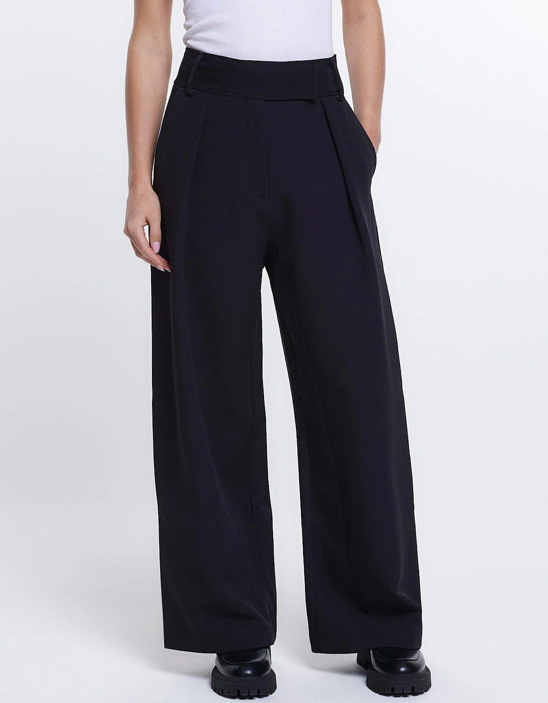 Petite Pleat Wide Leg Trouser - Black, 4 of 3