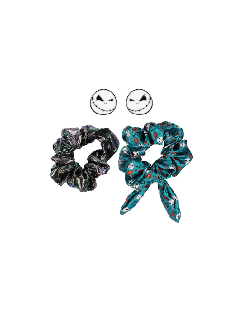 Nightmare Before Christmas blue & black 2 piece Scrunchie & Earring set