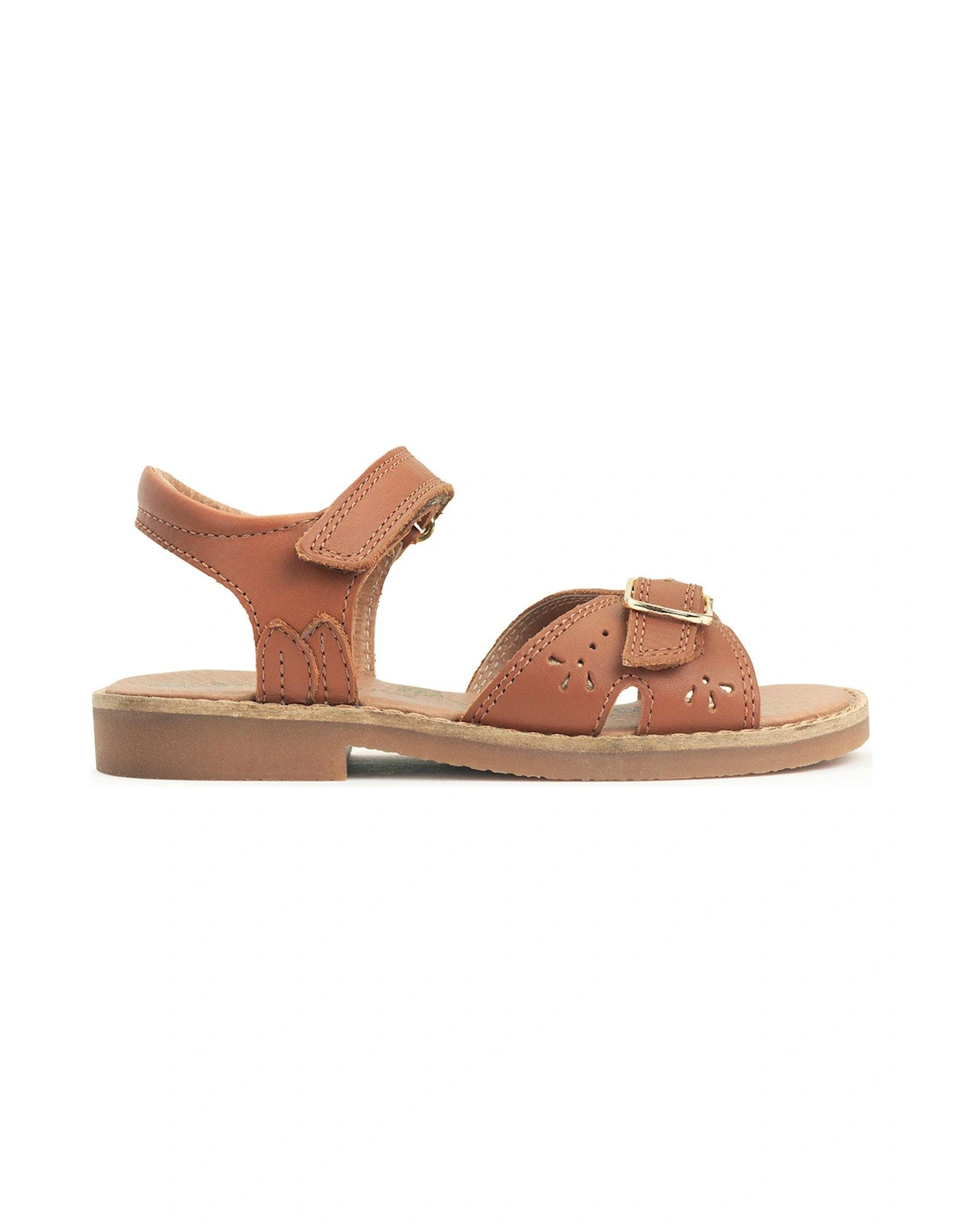 Girls Holiday Leather Summer Sandals With Adjustable Straps - Tan, 2 of 1