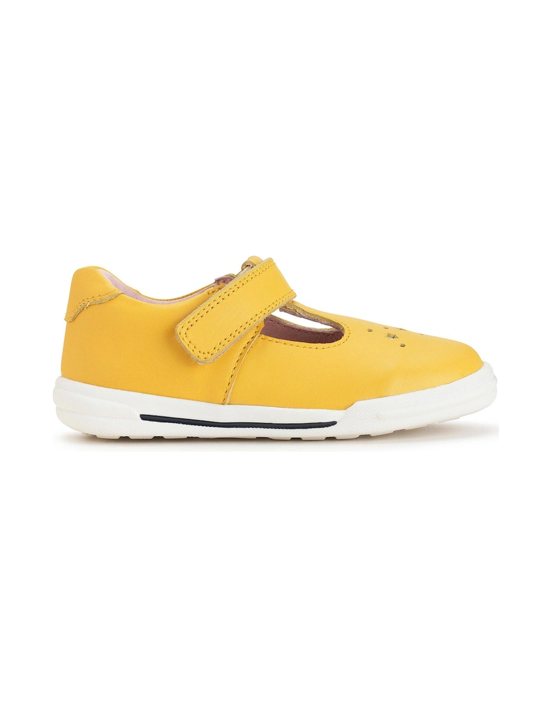 Playground Girls Yellow Soft Leather T-Bar Shoes with Star Detailing - Yellow, 2 of 1