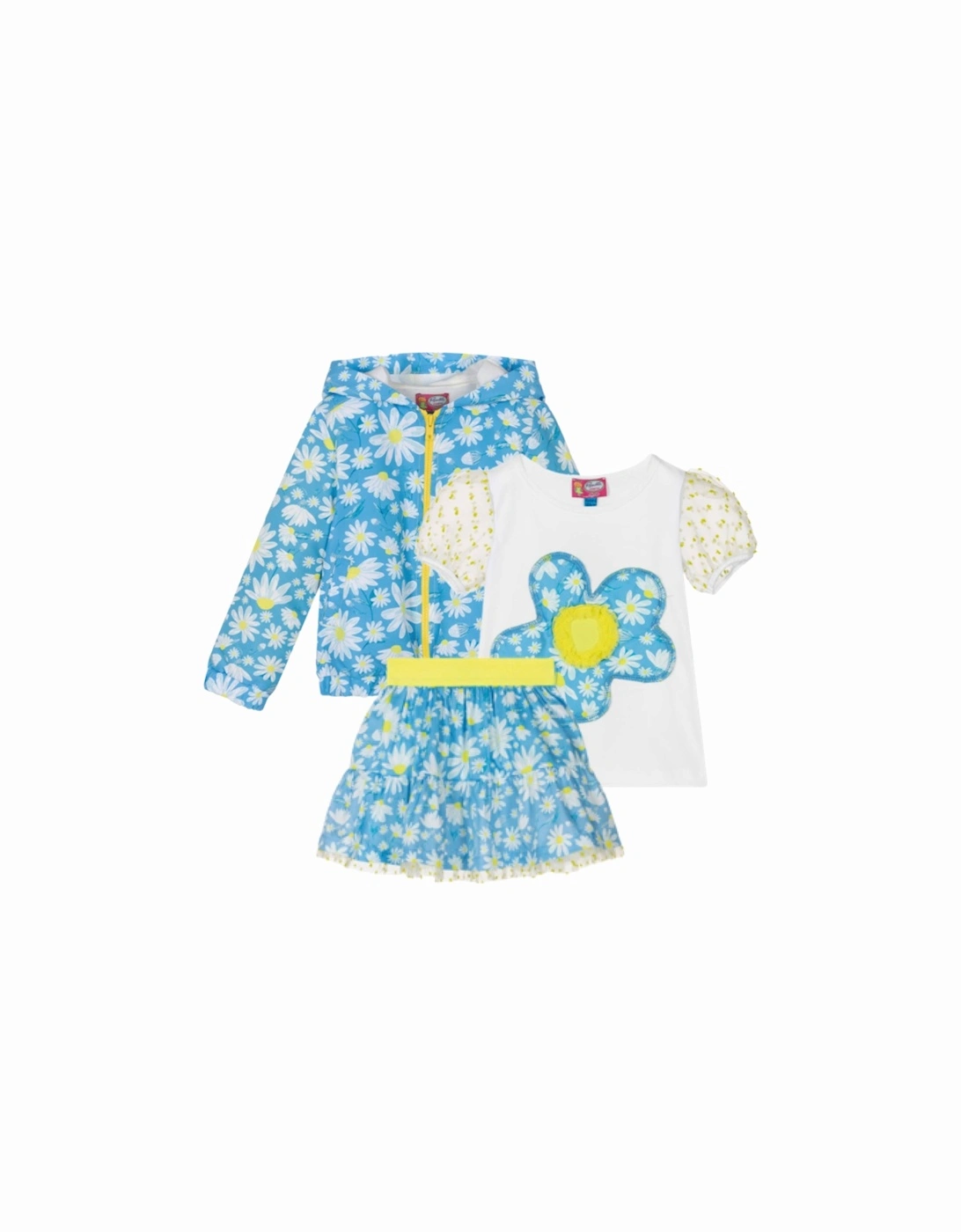 Blue Daisy 3 Piece Bomber Skirt Set, 11 of 10