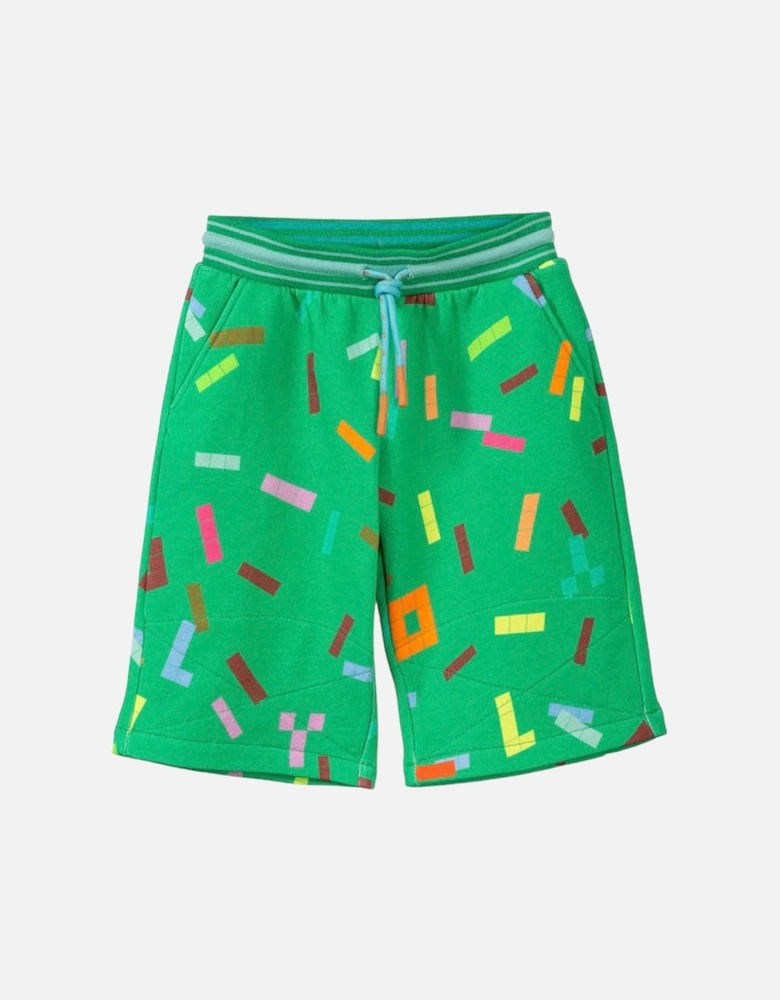 Boys Green Tetris Jog Shorts