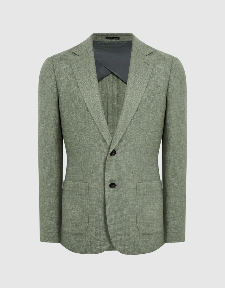 Slim Fit Textured Wool Blend Blazer