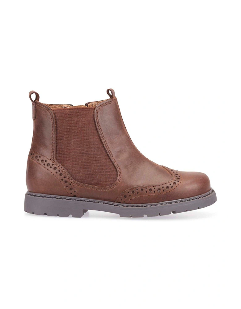 Chelsea Tan Leather Pull On Zip Up Boots - Brown