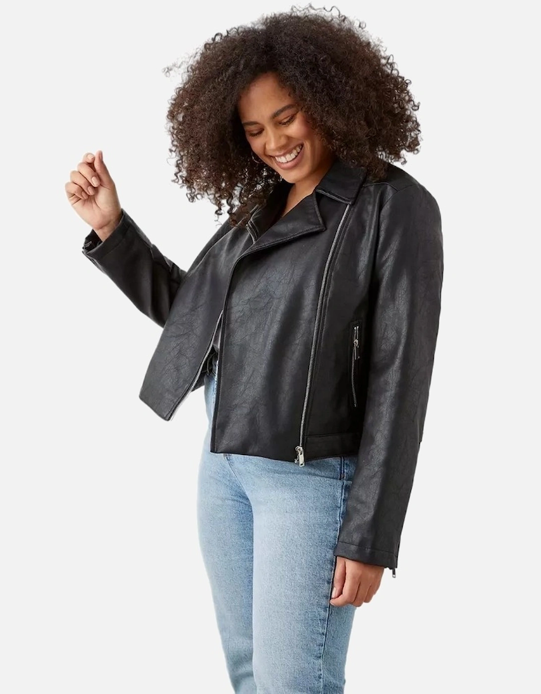 Womens/Ladies Faux Leather Plus Biker Jacket, 6 of 5
