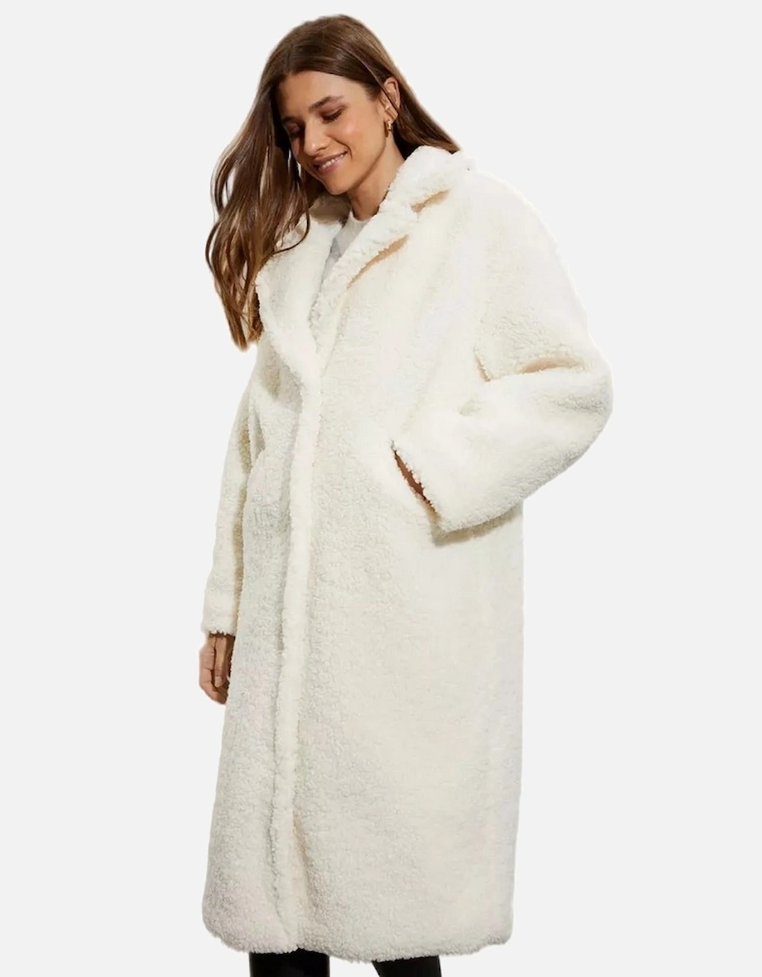 Womens/Ladies Longline Teddy Fleece Oversized Coat, 6 of 5