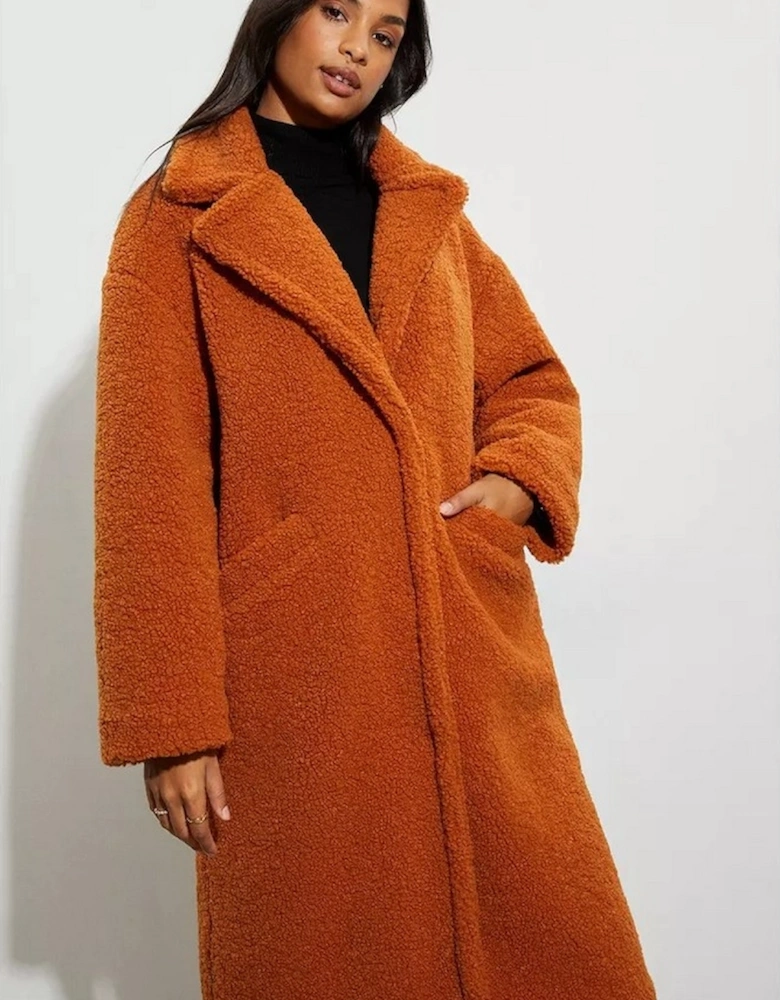 Womens/Ladies Longline Teddy Fleece Oversized Coat