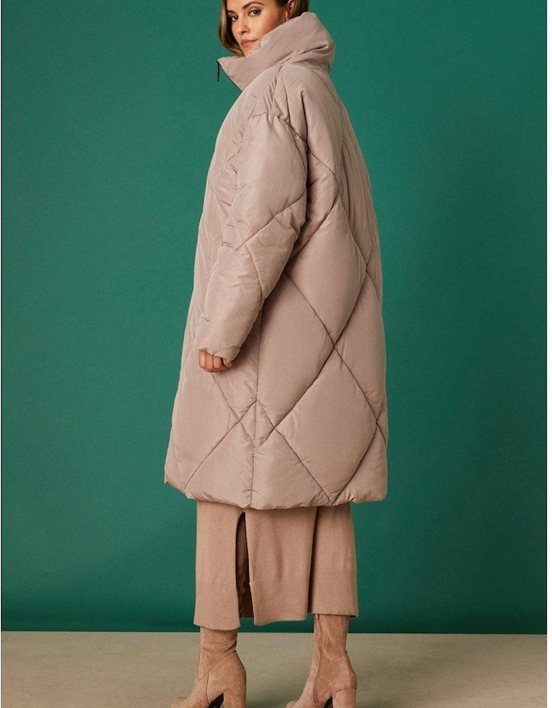 Womens/Ladies Diamond Padded Oversized Coat