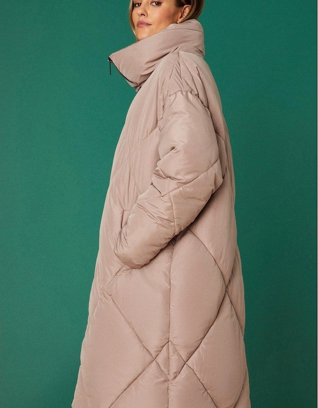 Womens/Ladies Diamond Padded Oversized Coat