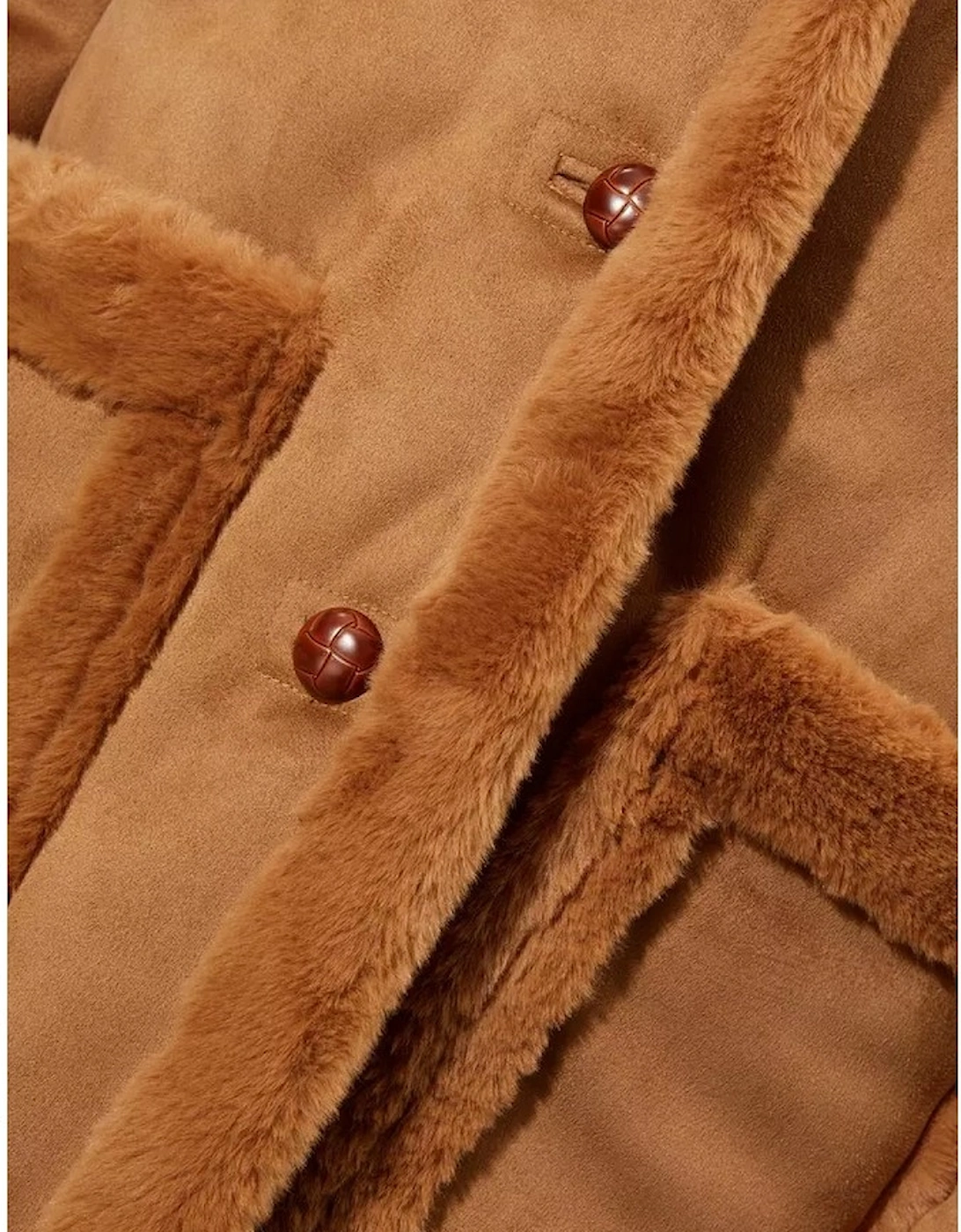 Womens/Ladies Luxe Faux Fur Trim Suedette Coat