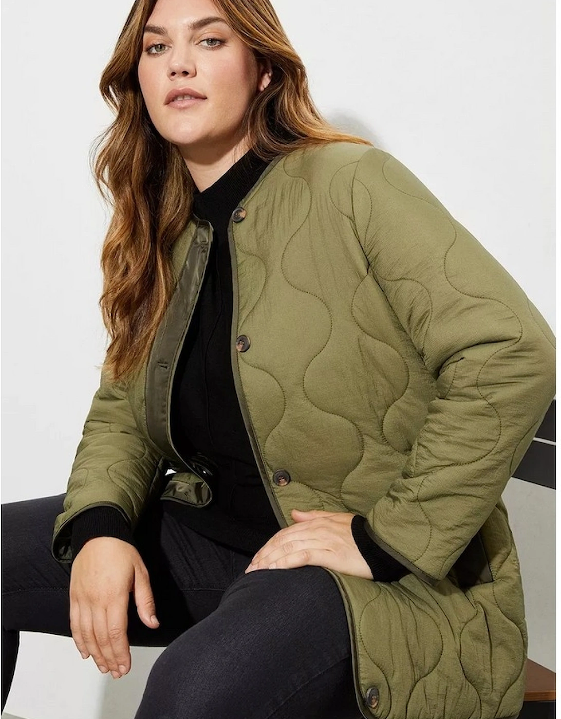 Womens/Ladies Contrast Collarless Plus Padded Jacket