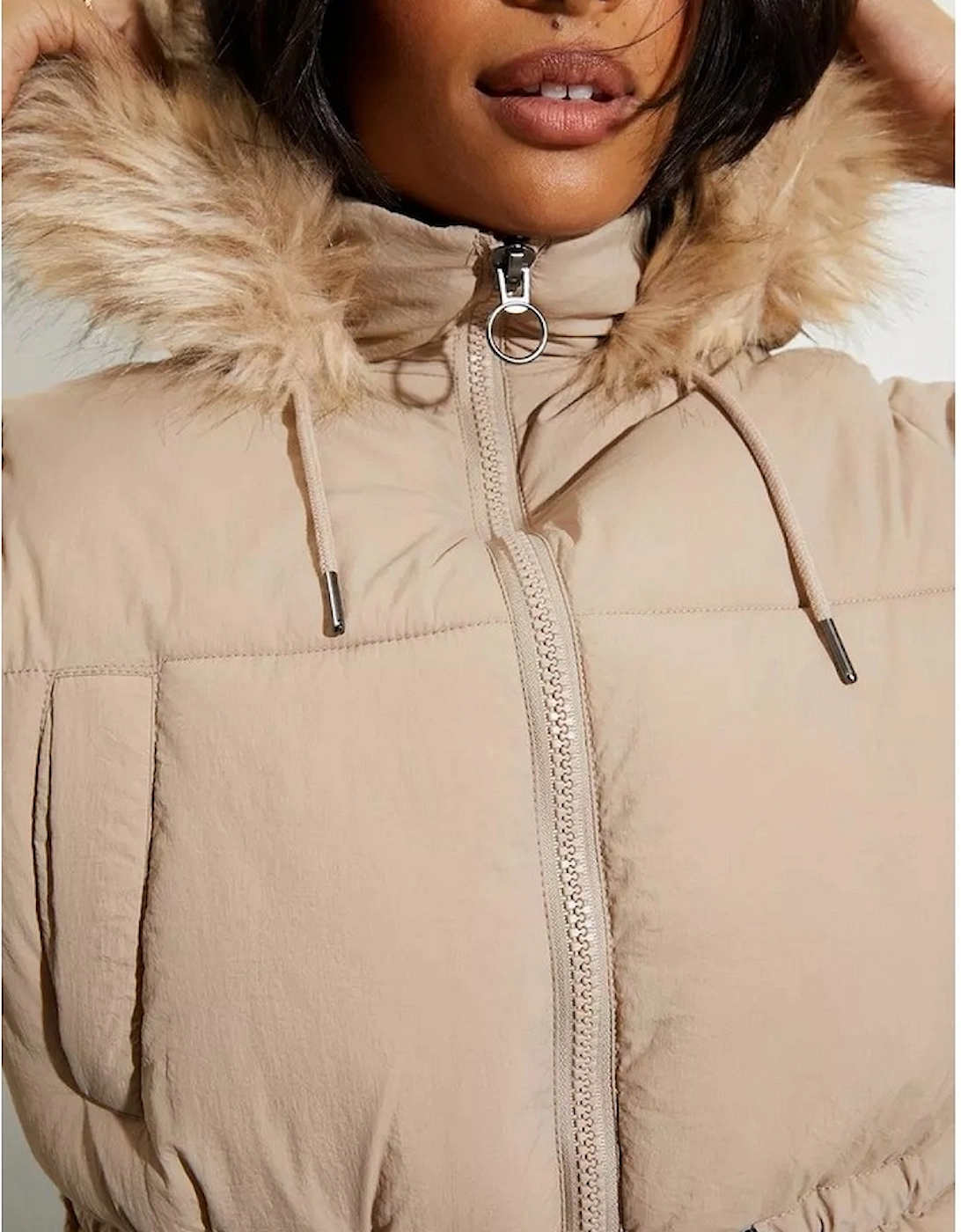 Womens/Ladies Faux Fur Hood Padded Jacket
