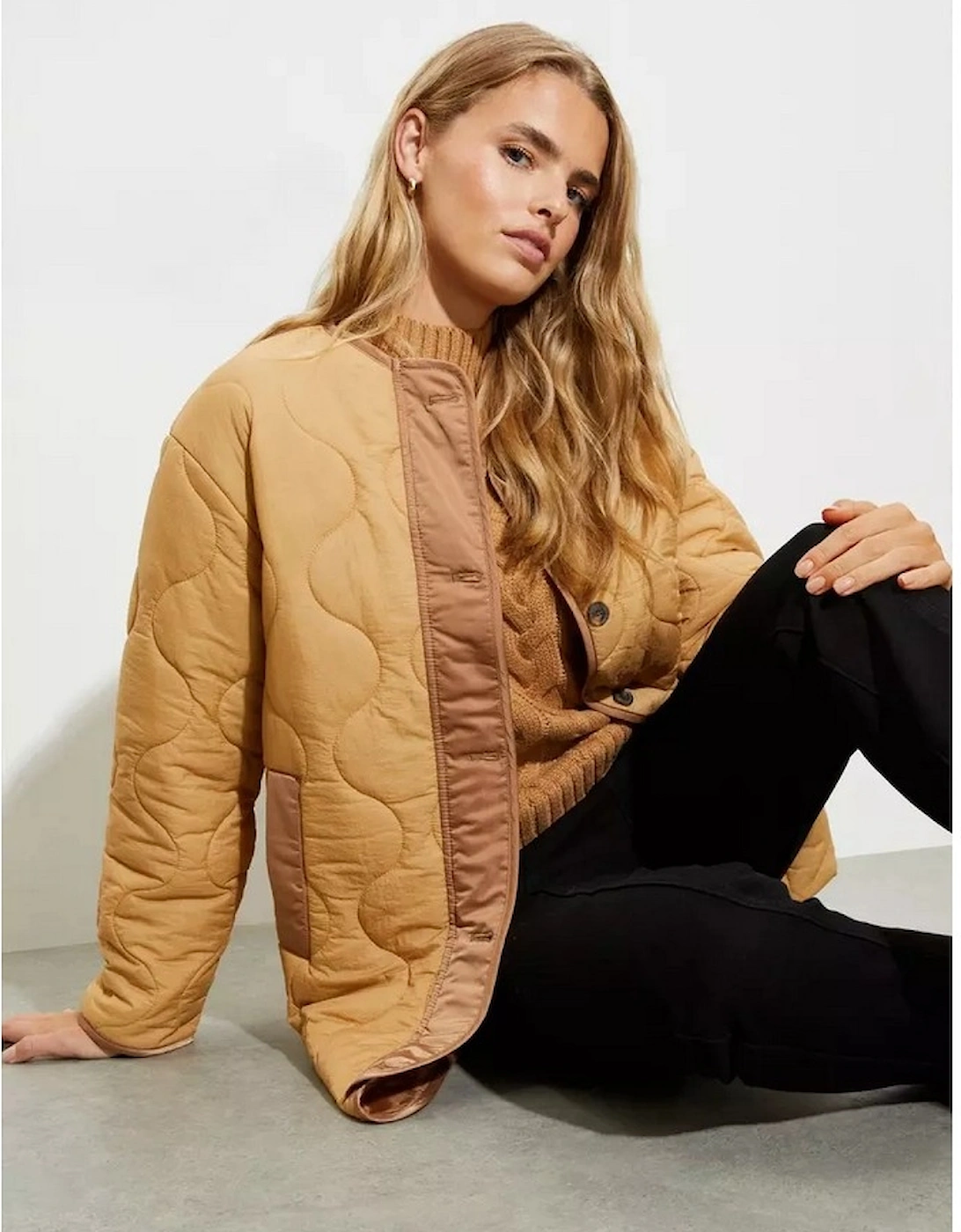 Womens/Ladies Contrast Collarless Padded Jacket