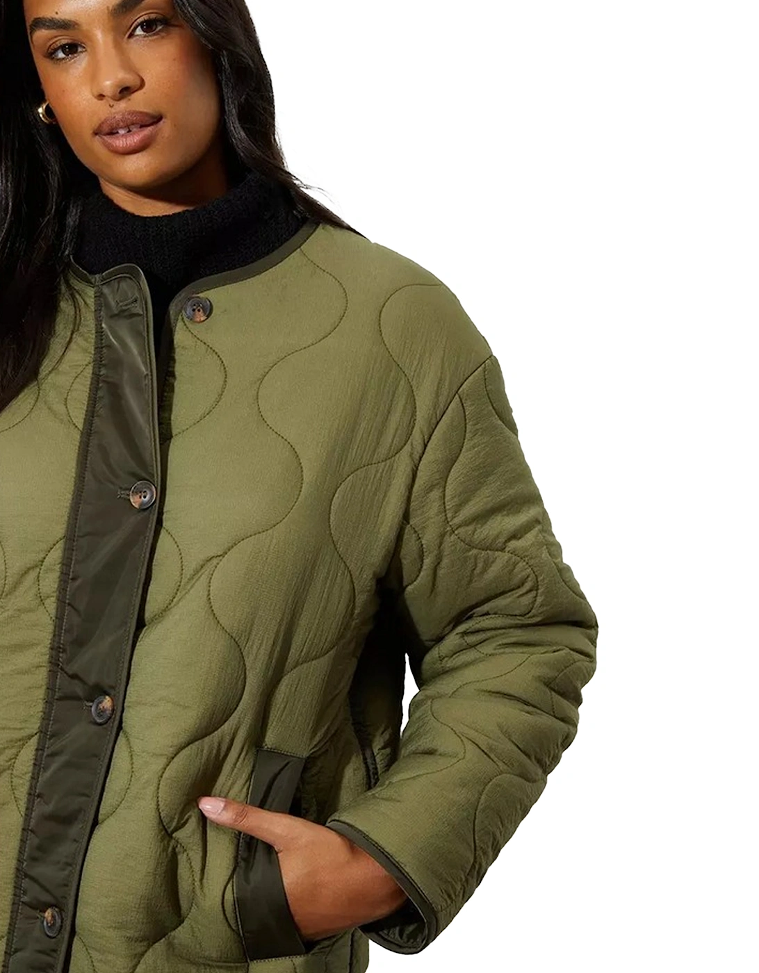 Womens/Ladies Contrast Collarless Padded Jacket