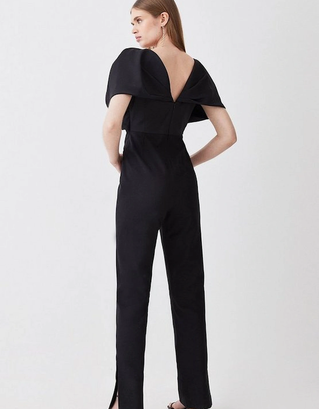 Italian Wool Blend Satin Couture Draped Jumpsuit