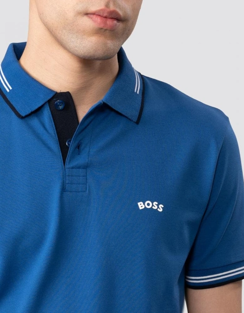 BOSS Green Paul Curved Logo Contrast Collar Mens Polo Shirt