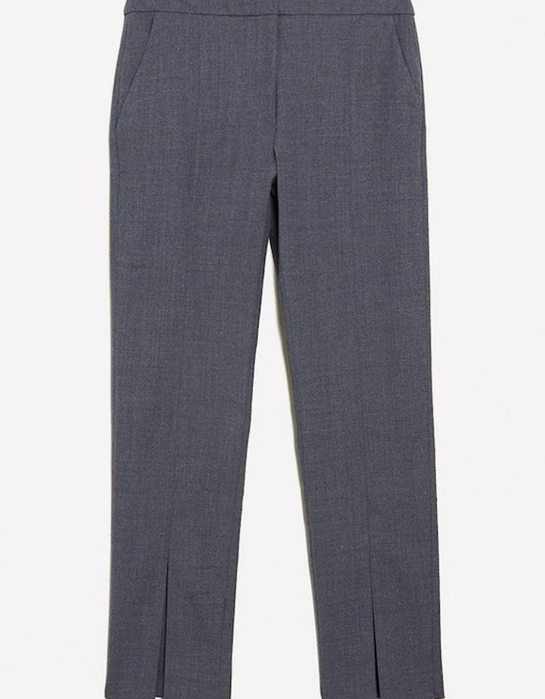 Premium Wool Flannel Split Cuff Detail Slim Leg Trousers