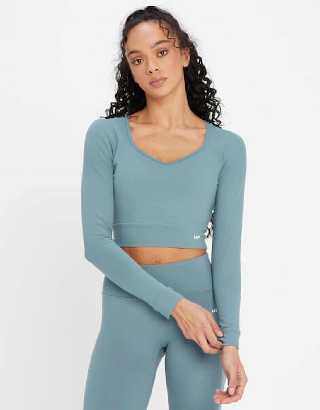 Women's Power Open Back Crop Top - Pebble Blue, 2 of 1