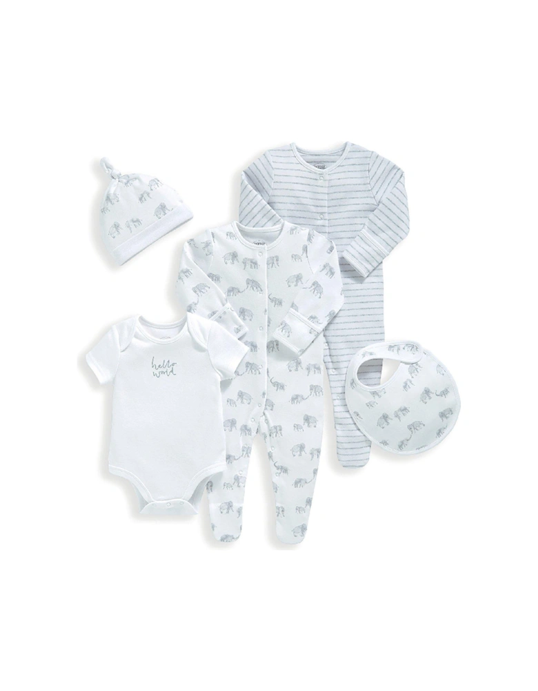 Baby Unisex 5 Piece Elephant Set - White