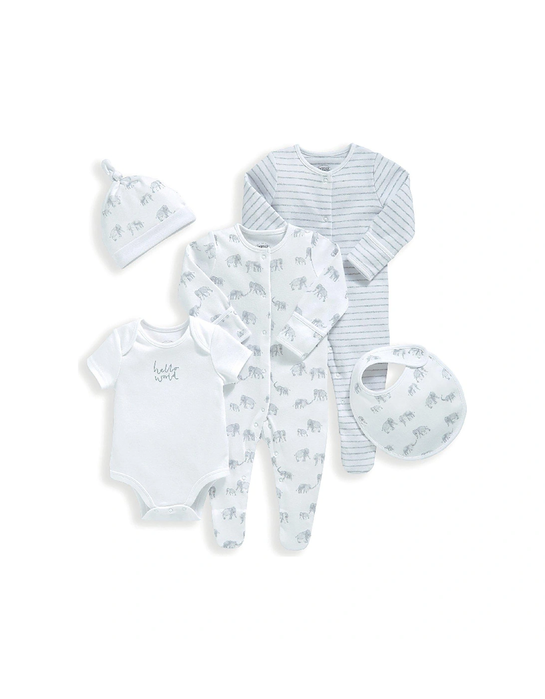 Baby Unisex 5 Piece Elephant Set - White, 2 of 1