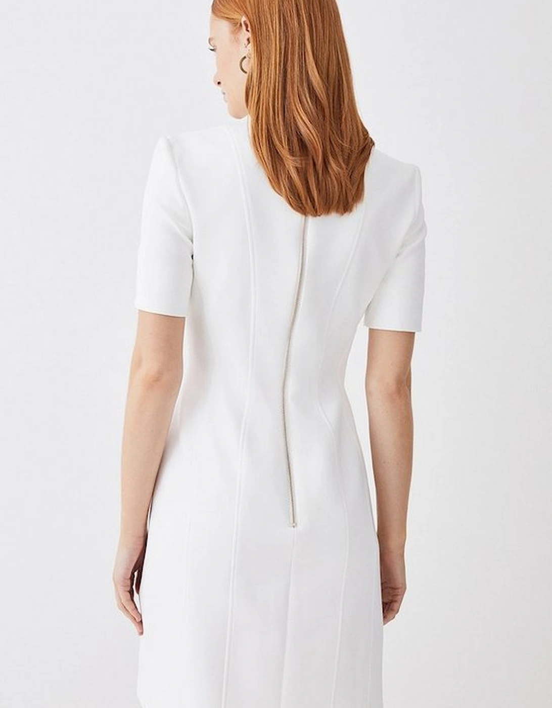 Tall Italian Compact Scuba Jersey Seamed A Line Mini Dress