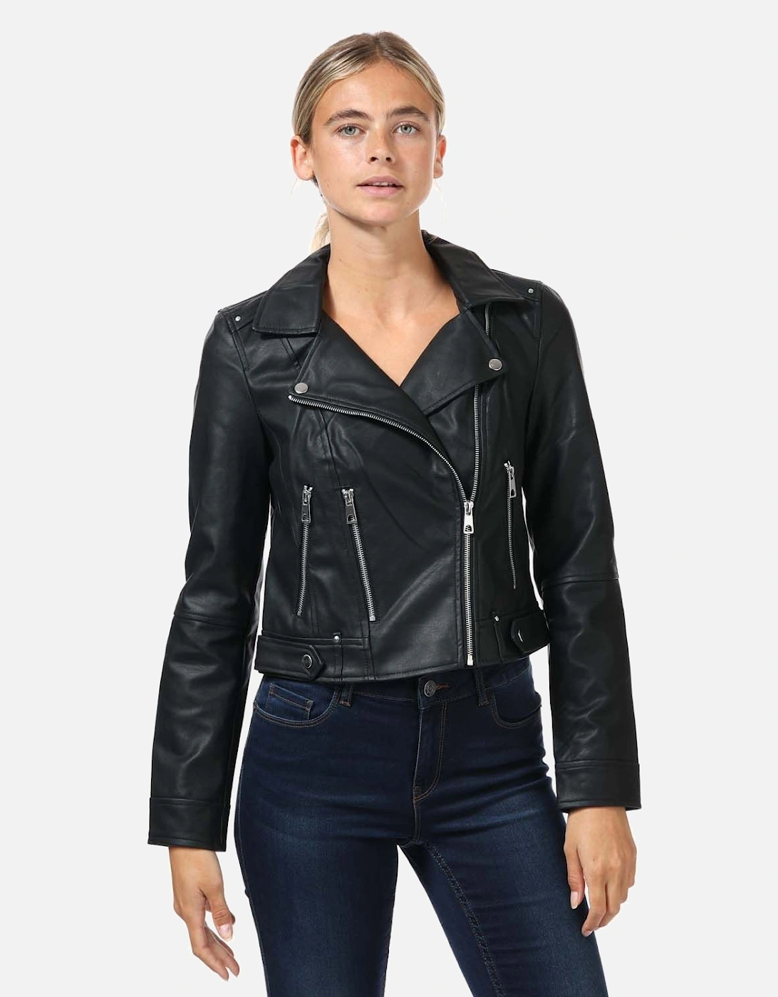 Womens Ally Faux Leather Jacket, 7 of 6