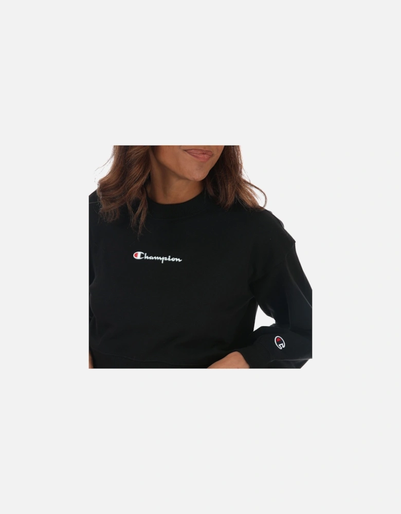 Womens Script Logo Cropped Boxy Sweatshirt