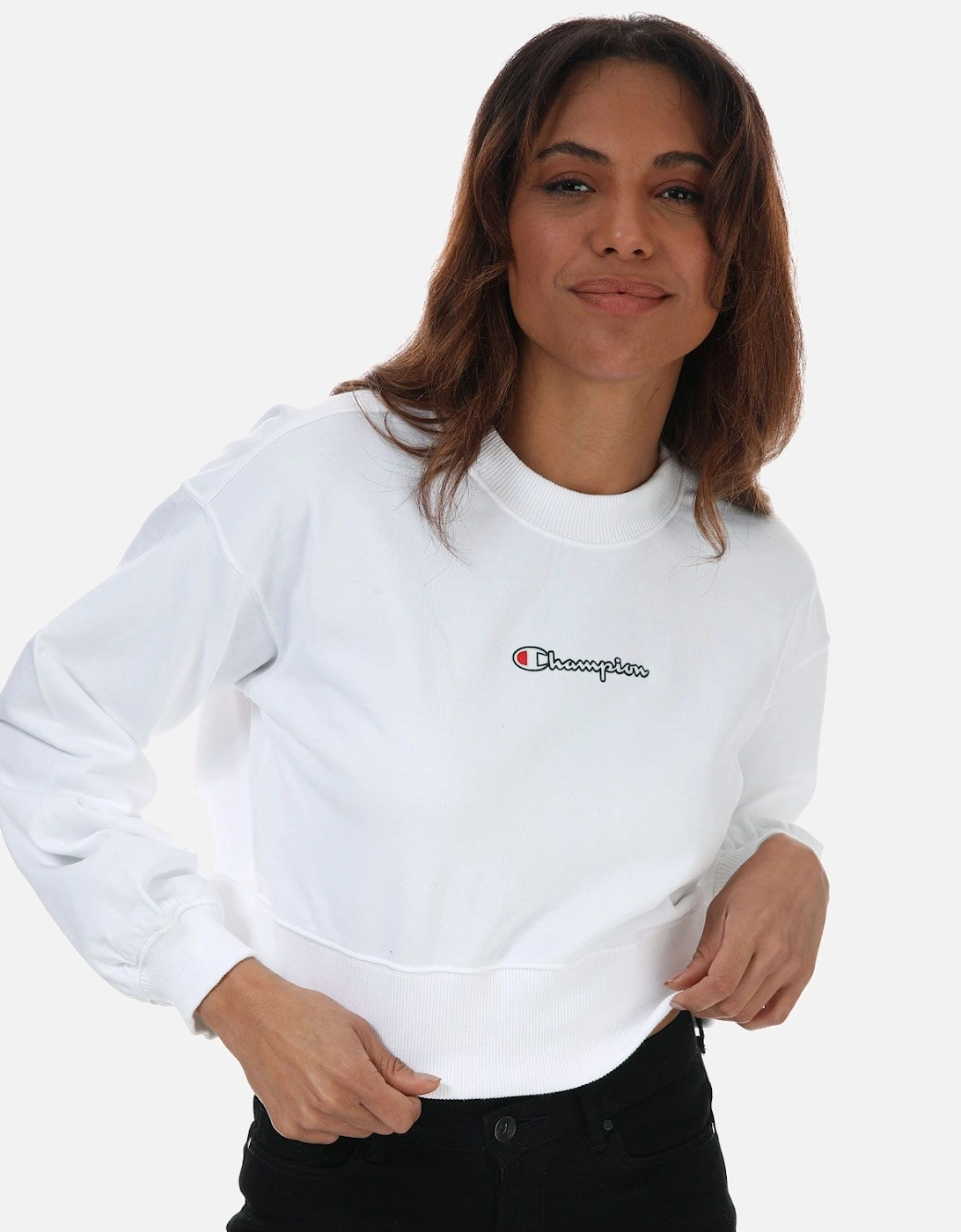 Womens Script Logo Croped Boxy Sweatshirt, 7 of 6