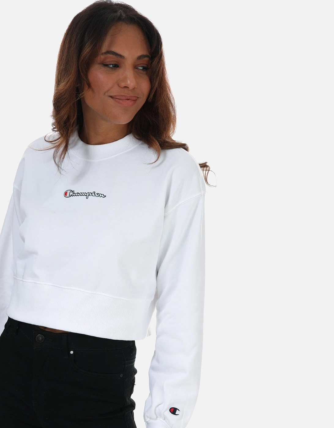 Womens Script Logo Croped Boxy Sweatshirt