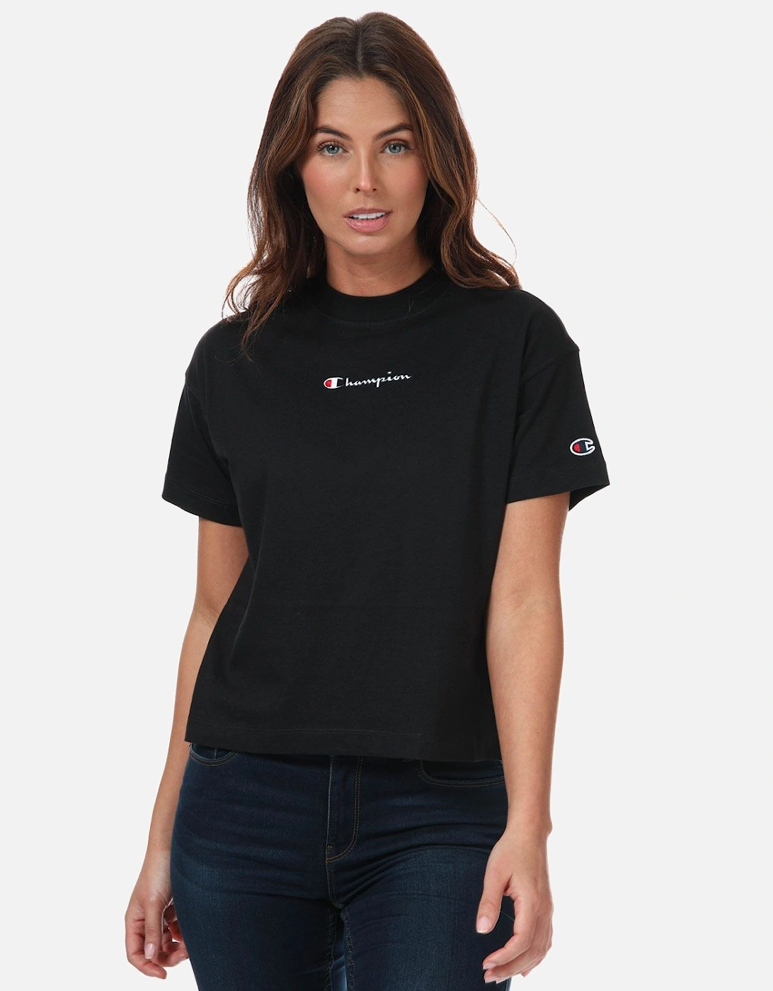 Womens Oversized Small Script Logo T-Shirt, 7 of 6