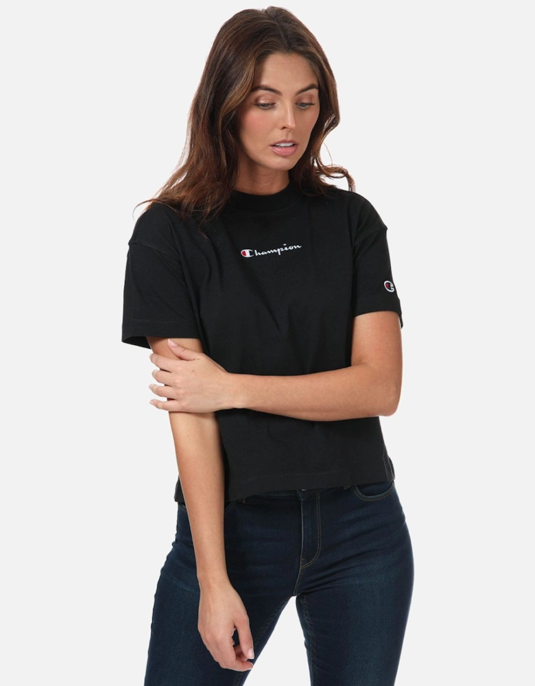 Womens Oversized Small Script Logo T-Shirt