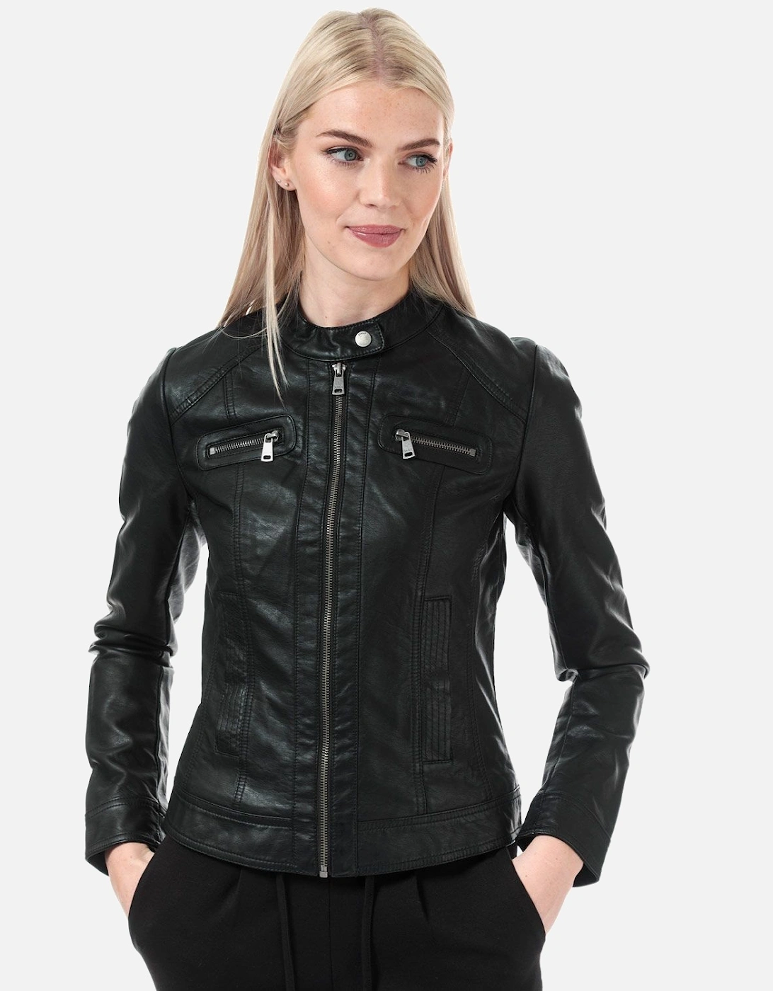 Womens Bandit Faux Leather Biker Jacket, 7 of 6