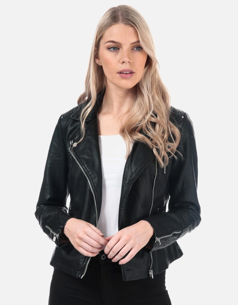 Womens Gemma Faux Leather Biker Jacket