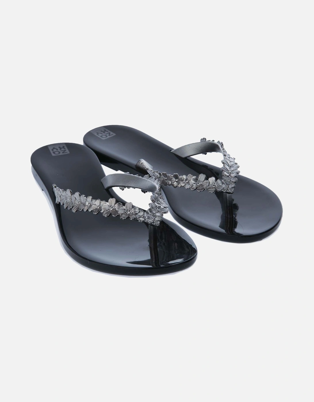 Womens Flower Shine Thong Flip Flops, 6 of 5